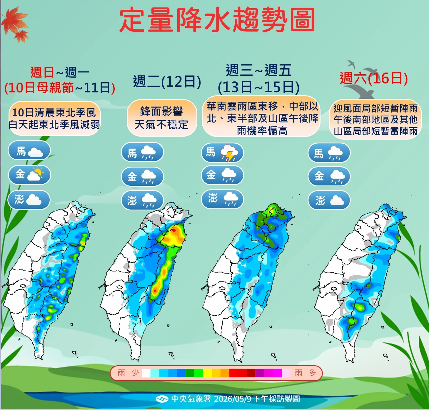 未來一周降雨趨勢。（圖／氣象署提供）