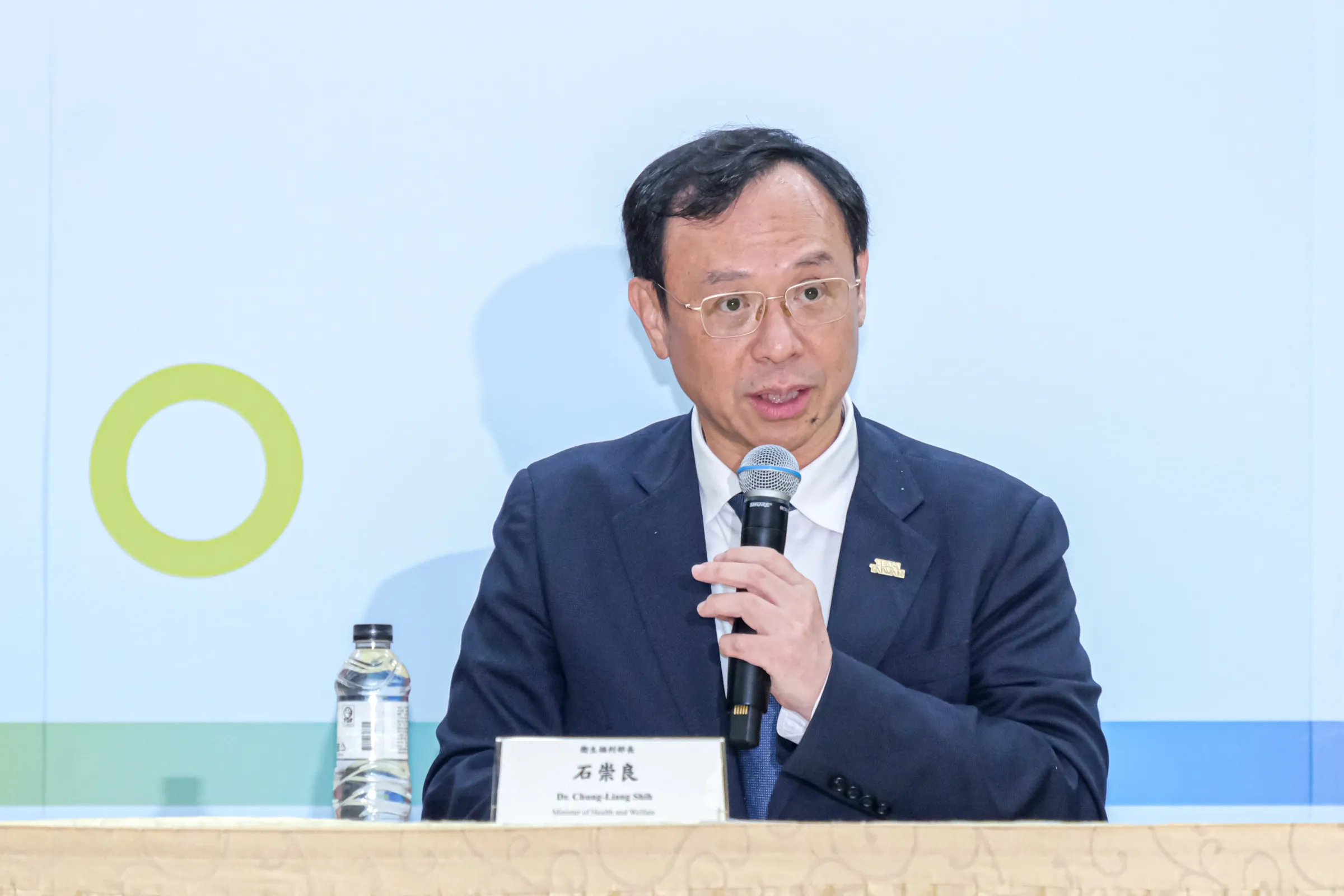 20260511-2026年「世界衛生大會」（WHA）推案及「台灣智慧醫療與健康產業展雙部長行前記者會11日於外交部舉行，圖為衛福部長石崇良。（劉偉宏攝）