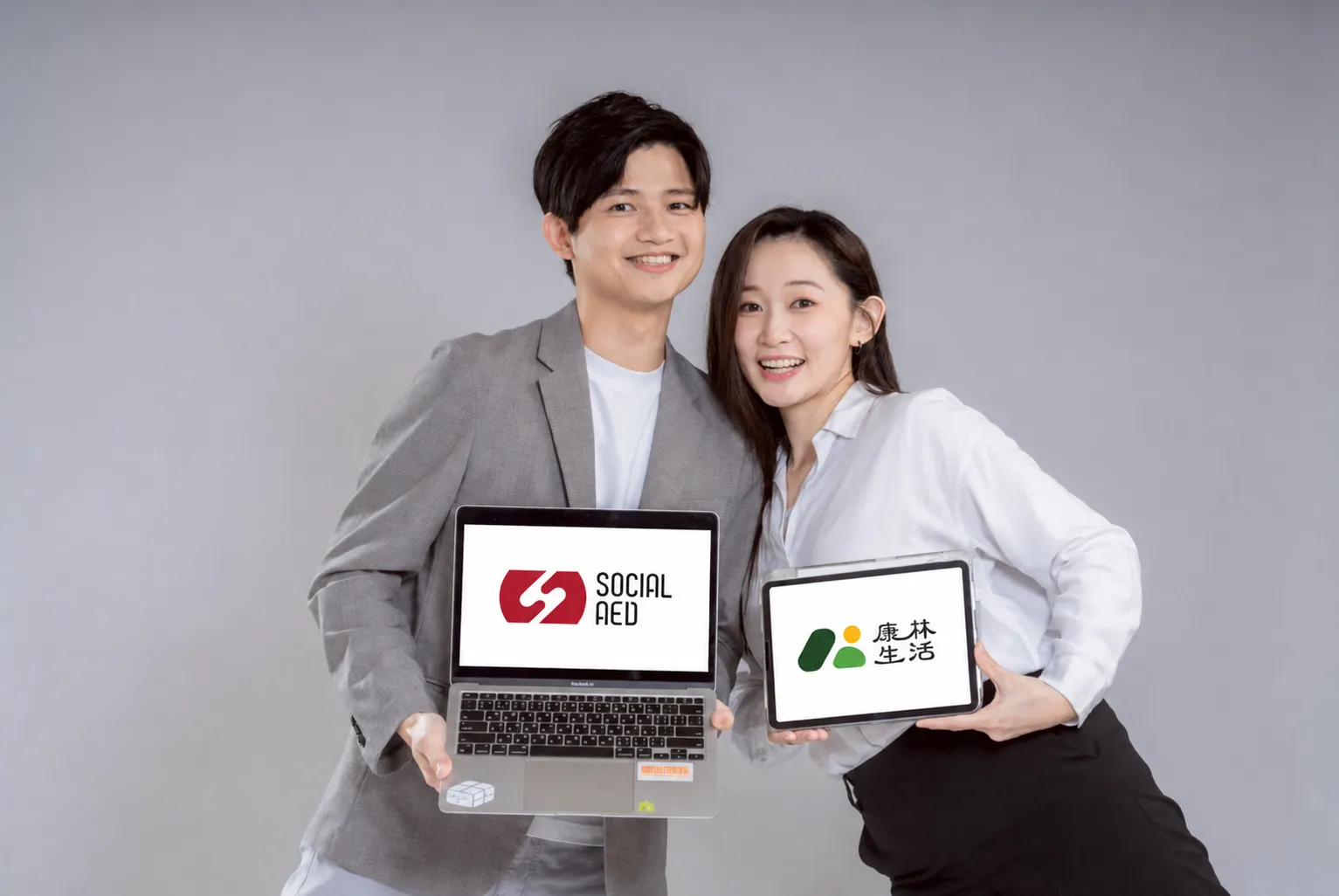 康林生活、Social AED共同創辦人林紹偉與康涵慈。(圖/Social AED提供)