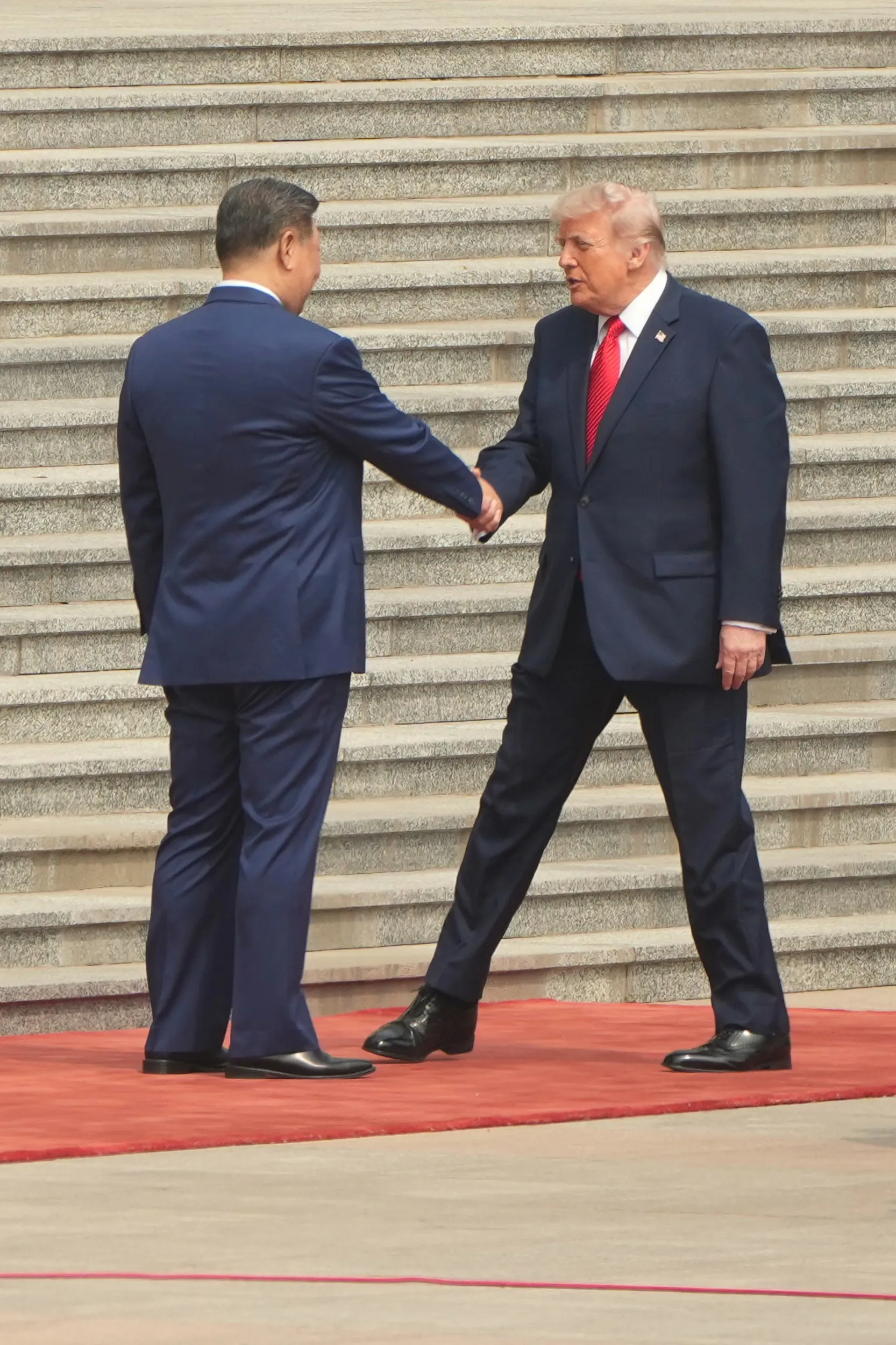 2026年5月14日，美國總統川普與中國國家主席習近平在北京會面。（美聯社）
