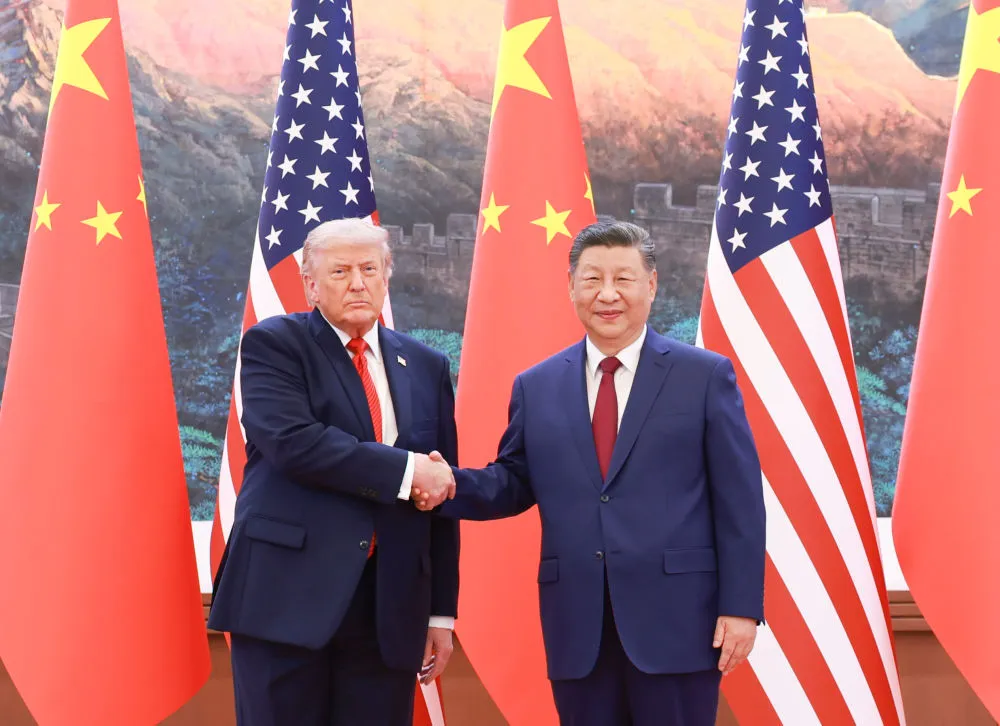 中国の指導者・習氏が5月14日、米大統領・トランプ氏と会談。習氏は米中が「トゥキディデスの罠」を回避することを望む一方、トランプ氏は米中関係が史上最良であると称賛した。（新華社）