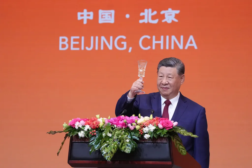 中國國家主席習近平在晚宴致詞。（美聯社）