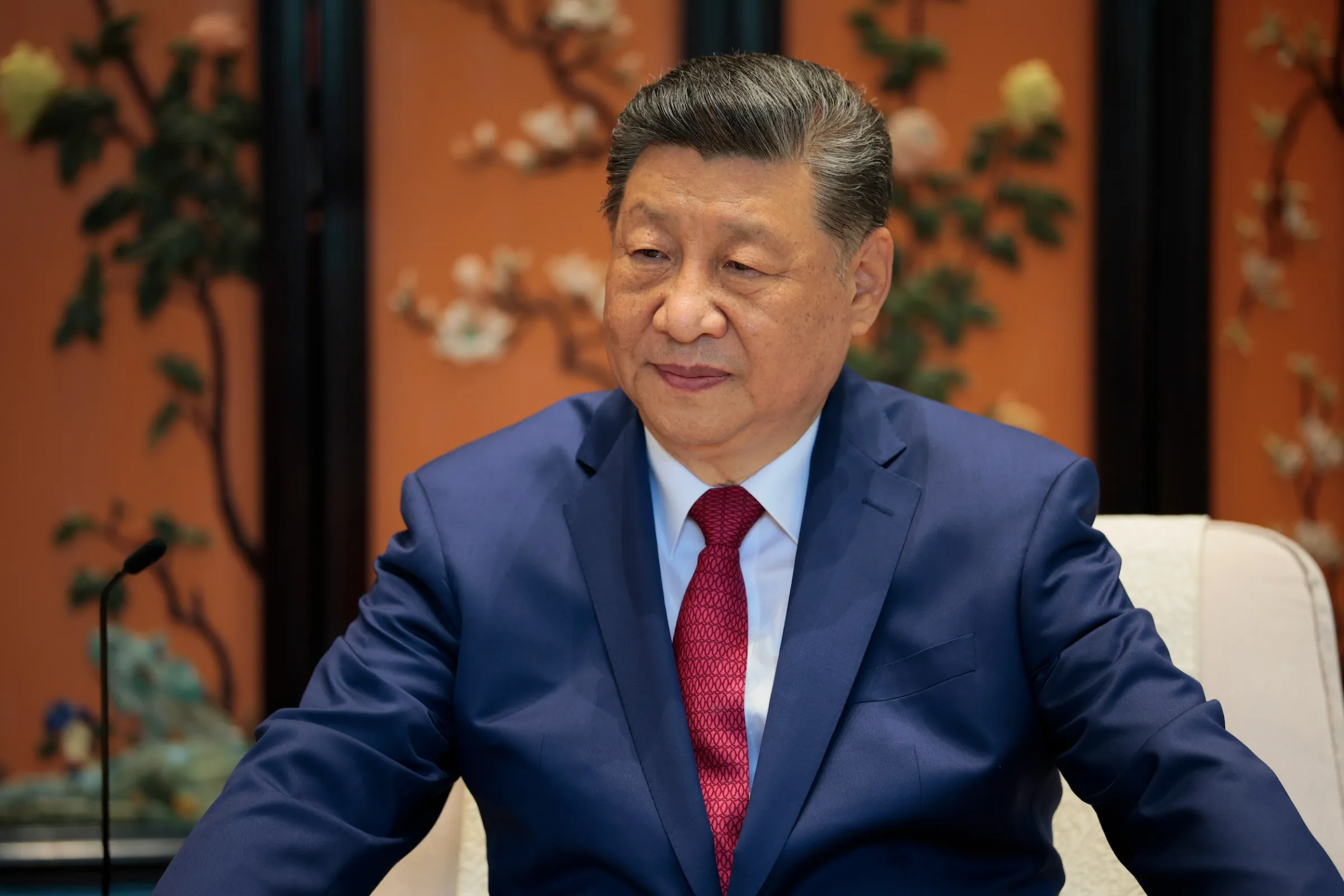 2026年5月15日，中國北京，中國國家主席習近平與美國總統川普在參訪中南海花園期間舉行會談。（美聯社）