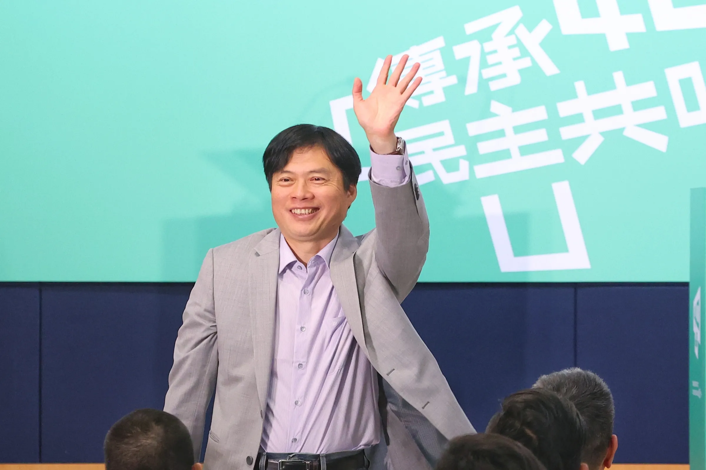 20260517-民進党の宜蘭県長候補・林国漳氏が17日、民進党創設40周年記念イベントの青年座談会に出席。（顔麟宇撮影）