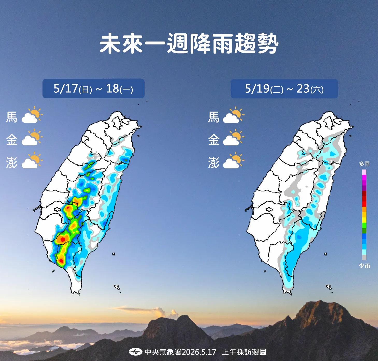 未來一周降雨趨勢。（圖／氣象署提供）