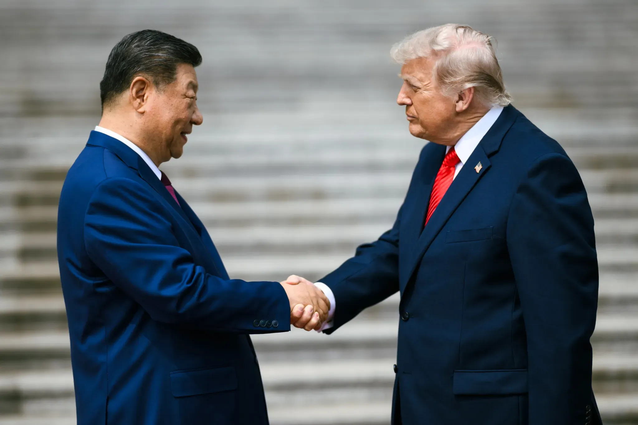2026年5月14日，美國總統川普與中國國家主席習近平在北京會面。（白宮官網）