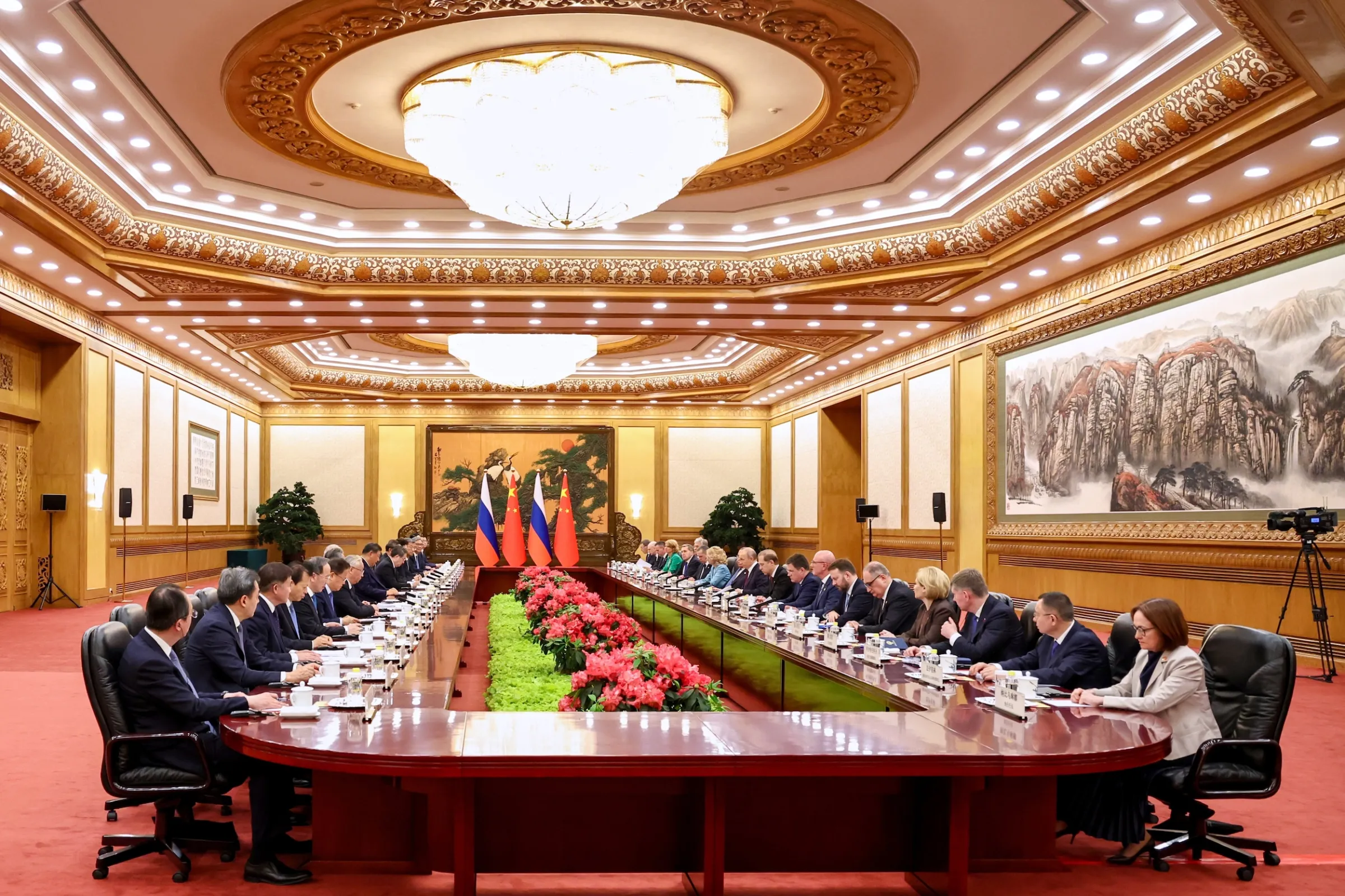 2026年5月20日，中國國家主席習近平與俄羅斯總統普京在人民大會堂舉行雙邊會議。（美聯社）