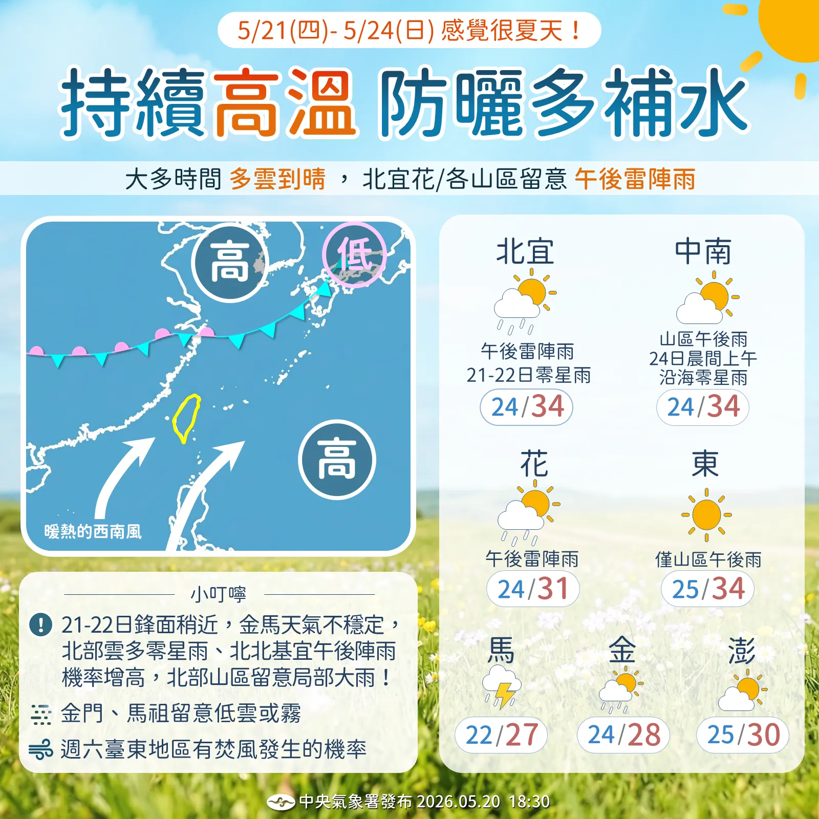 本周天氣一次看。（圖／氣象署提供）
