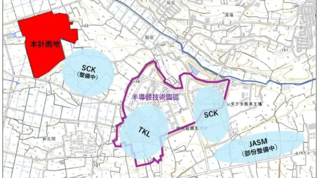 熊本科學園區鄰近JASM、Sony半導體製造及東京威力科創九州等，未來將成為台日半導體產業合作的重要據點。（圖/三井不動產提供）