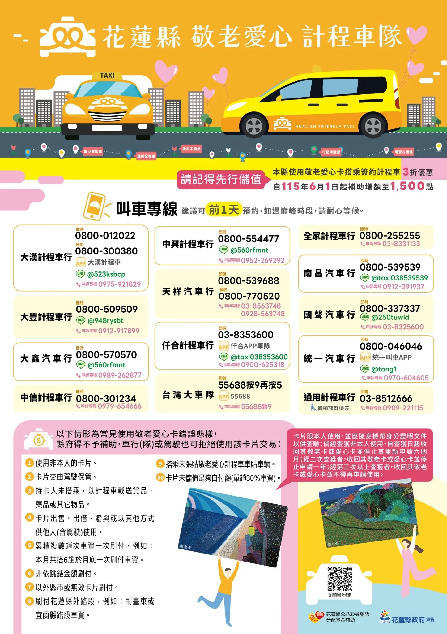 花蓮縣敬老愛心計程車隊。（圖／取自花蓮縣社會處）