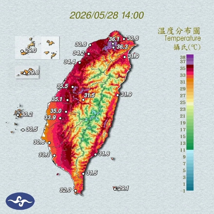全台高溫（氣象署提供）