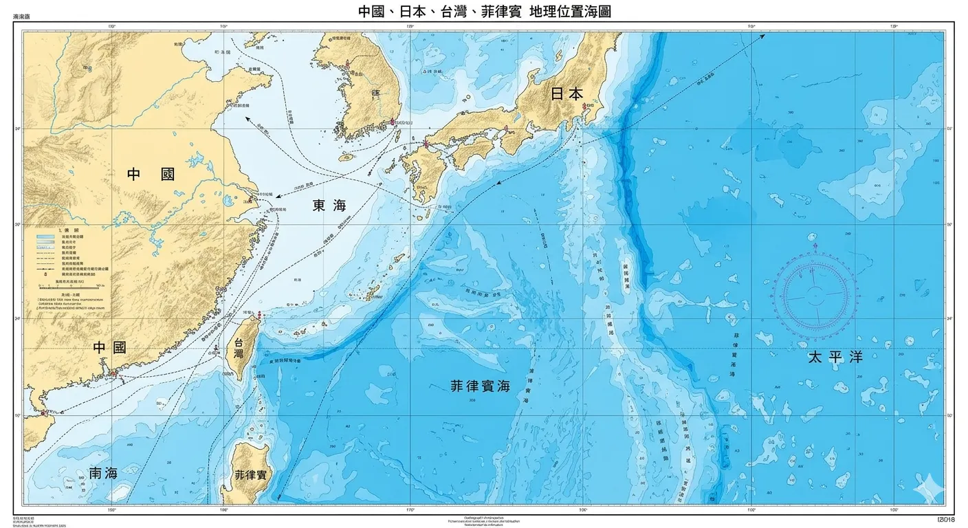 日本、菲律賓片面啟動EEZ與大陸礁層邊界談判，台灣所屬EEZ也涵蓋其中，卻被排除在討論外。（Gemini製作示意圖）