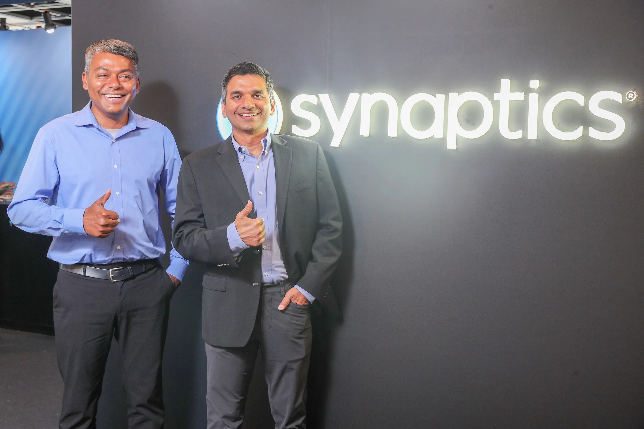 Synaptics邊緣介面與感測事業部資深副總裁暨總經理Satish Ganesan（右）與 Synaptics邊緣運算策略與業務發展資深總監Nebu Philips。（Synaptics提供）