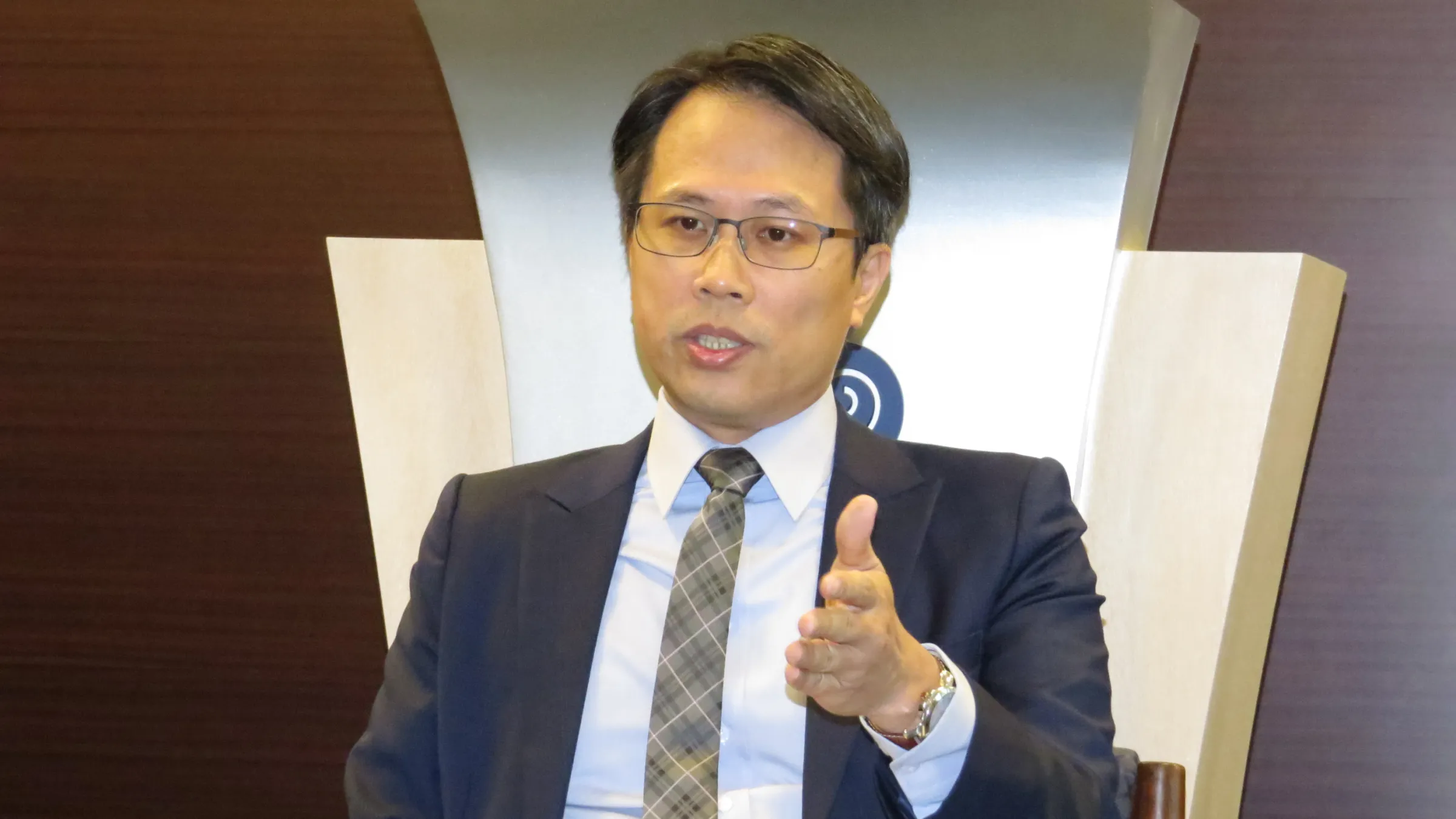 海基會副秘書長黎寶文主持新聞背景說明會。（楊騰凱攝）