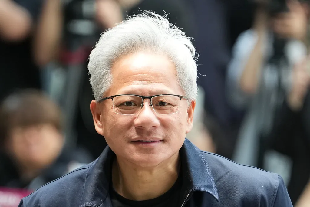 輝達執行長黃仁勳從台灣飛抵首爾。（美聯社）
