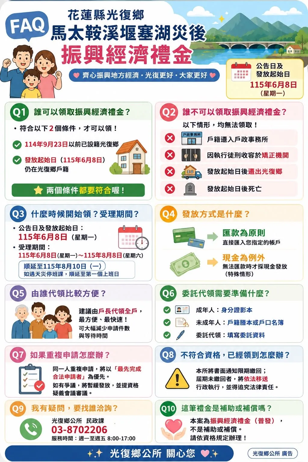 花蓮縣光復鄉普發現金。（圖／取自花蓮縣光復鄉公所）