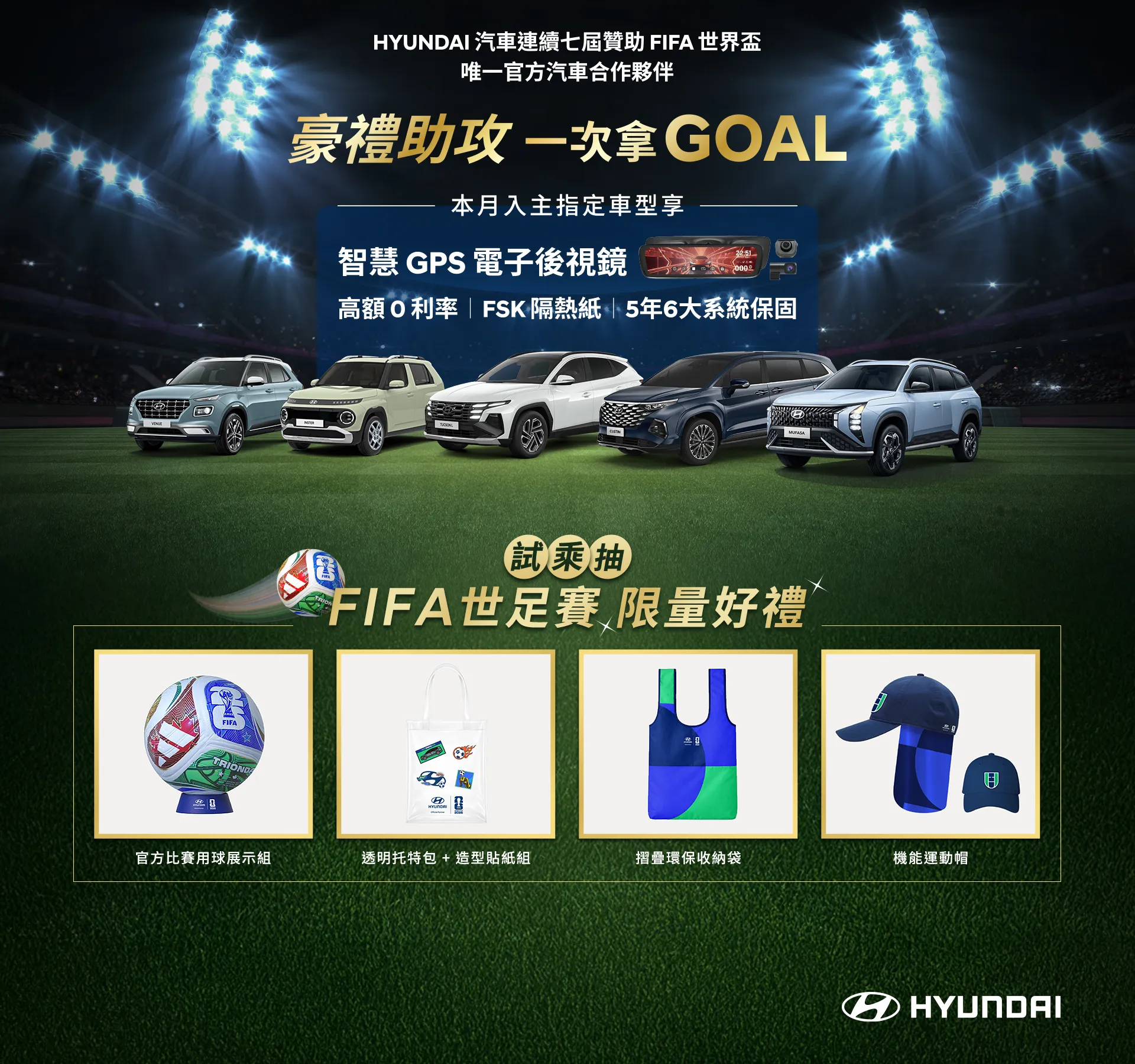 HYUNDAI X FIFA限量獨家好禮試乘抽獎活動，持續帶動展間賞車試乘熱潮。