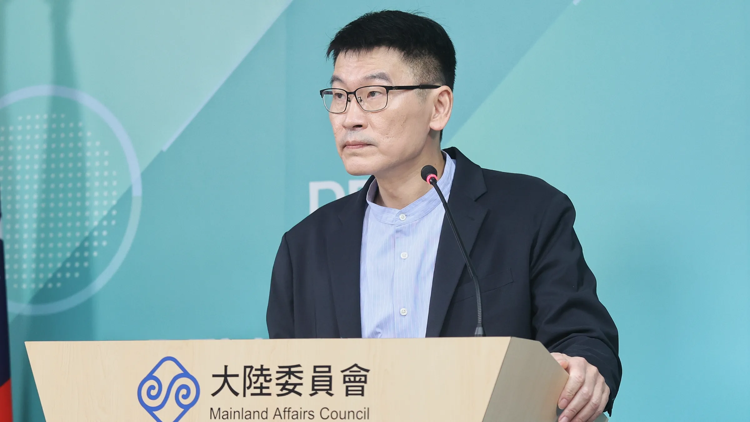 20260625-陸委會副主委梁文傑25日出席陸委會例行記者會。（柯承惠攝）