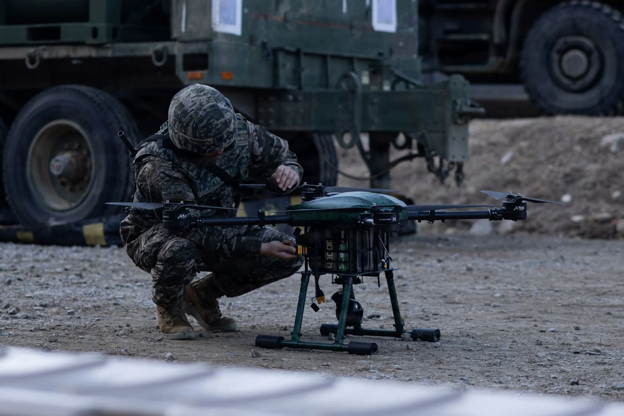 南韓軍隊與駐韓美軍聯合進行無人機訓練。（取自DVIDS系統）
