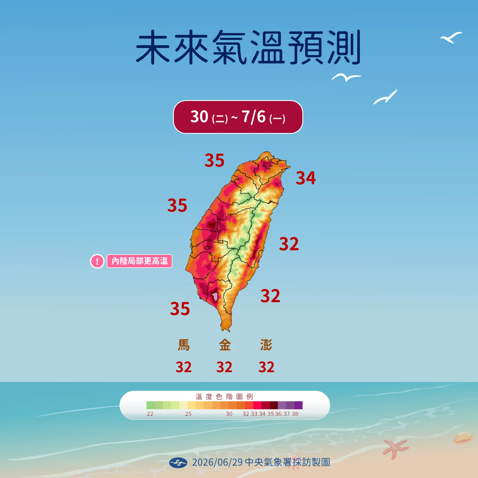 未來一周溫度趨勢。（圖／氣象署提供）