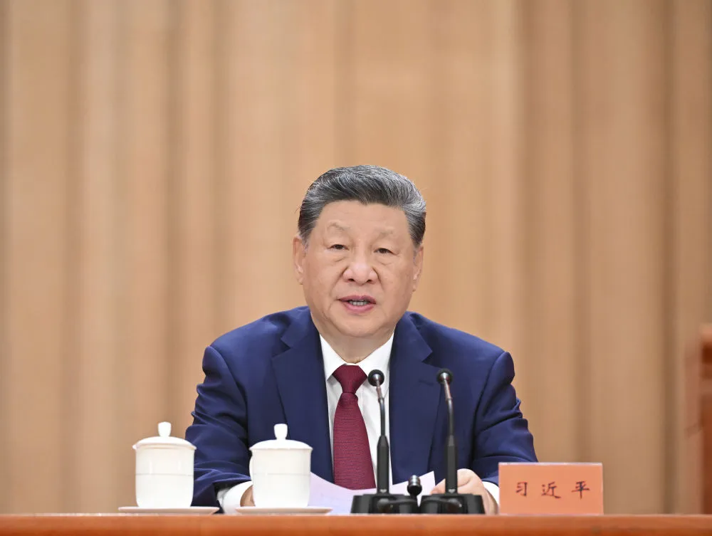 習近平發表談話提及台灣，強調解決台灣問題、實現祖國完全統一是歷史任務。（新華社）