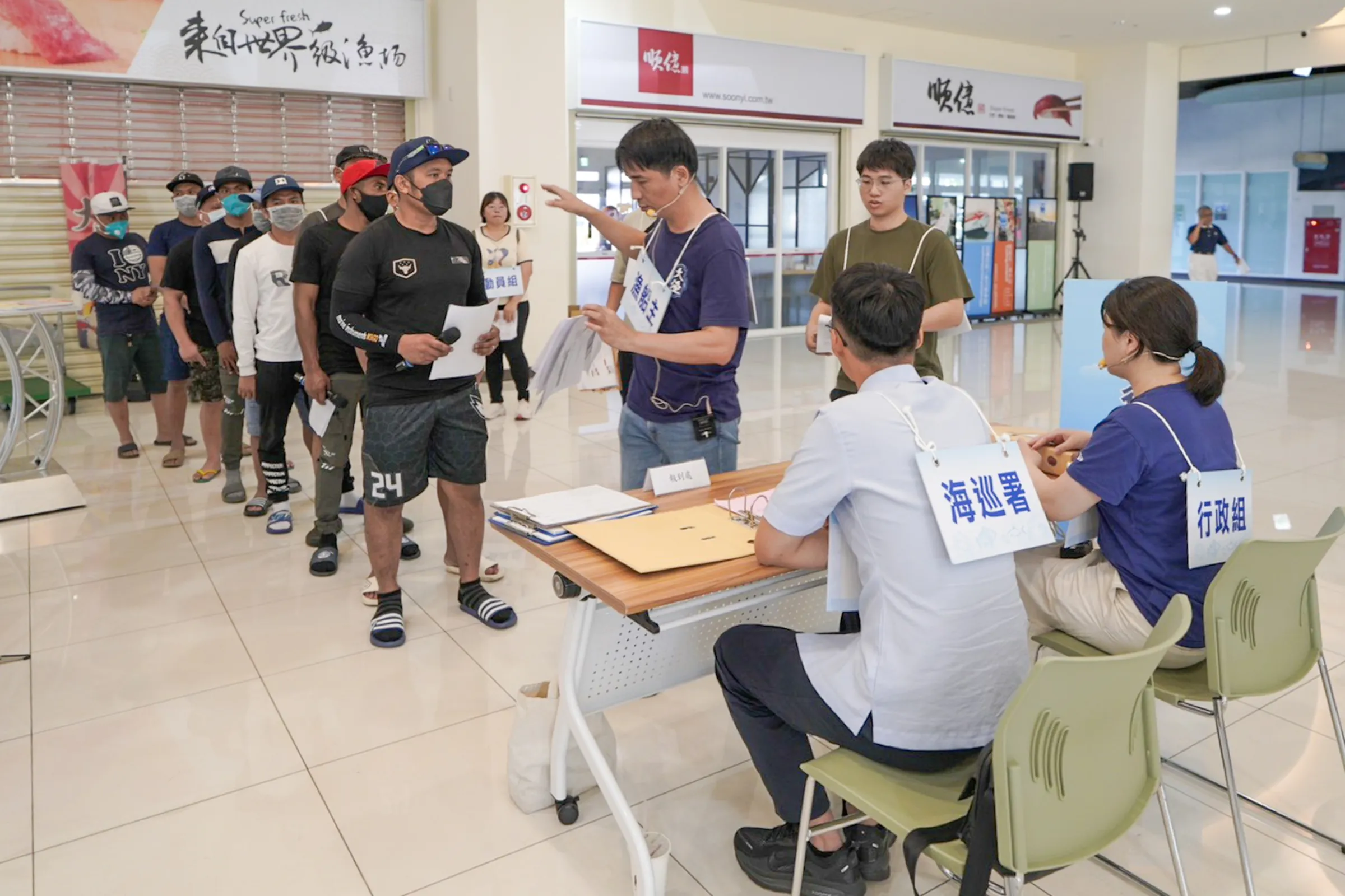 船員會館模擬外籍船員抵達船員會館安置情形。（圖/高市海洋局提供）