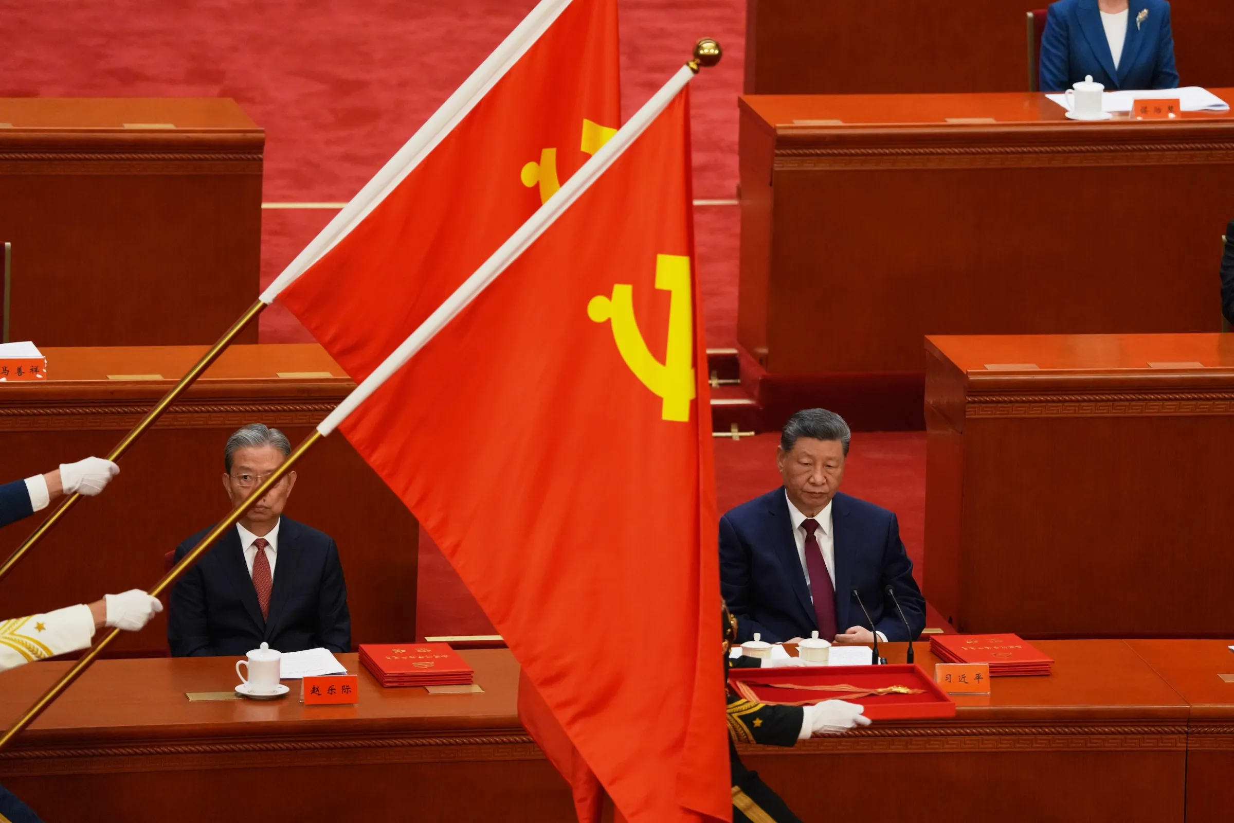 2026年7月1日、北京の人民大会堂で中国共産党創立105周年記念式典が開催された。(AP)