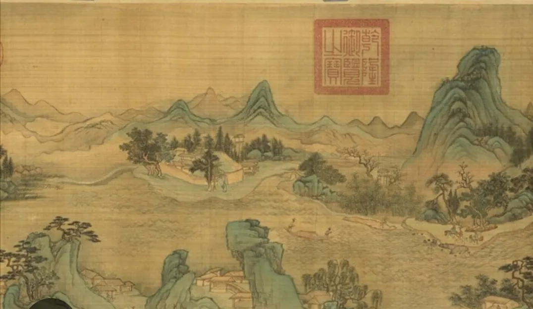 台北故宮典藏清代王翬的畫作《長江萬里圖卷》(局部)，期盼不久的將來能和《千里江山圖》等眾名作，共同展現在兩岸民眾面前。(圖/故宮圖檔)