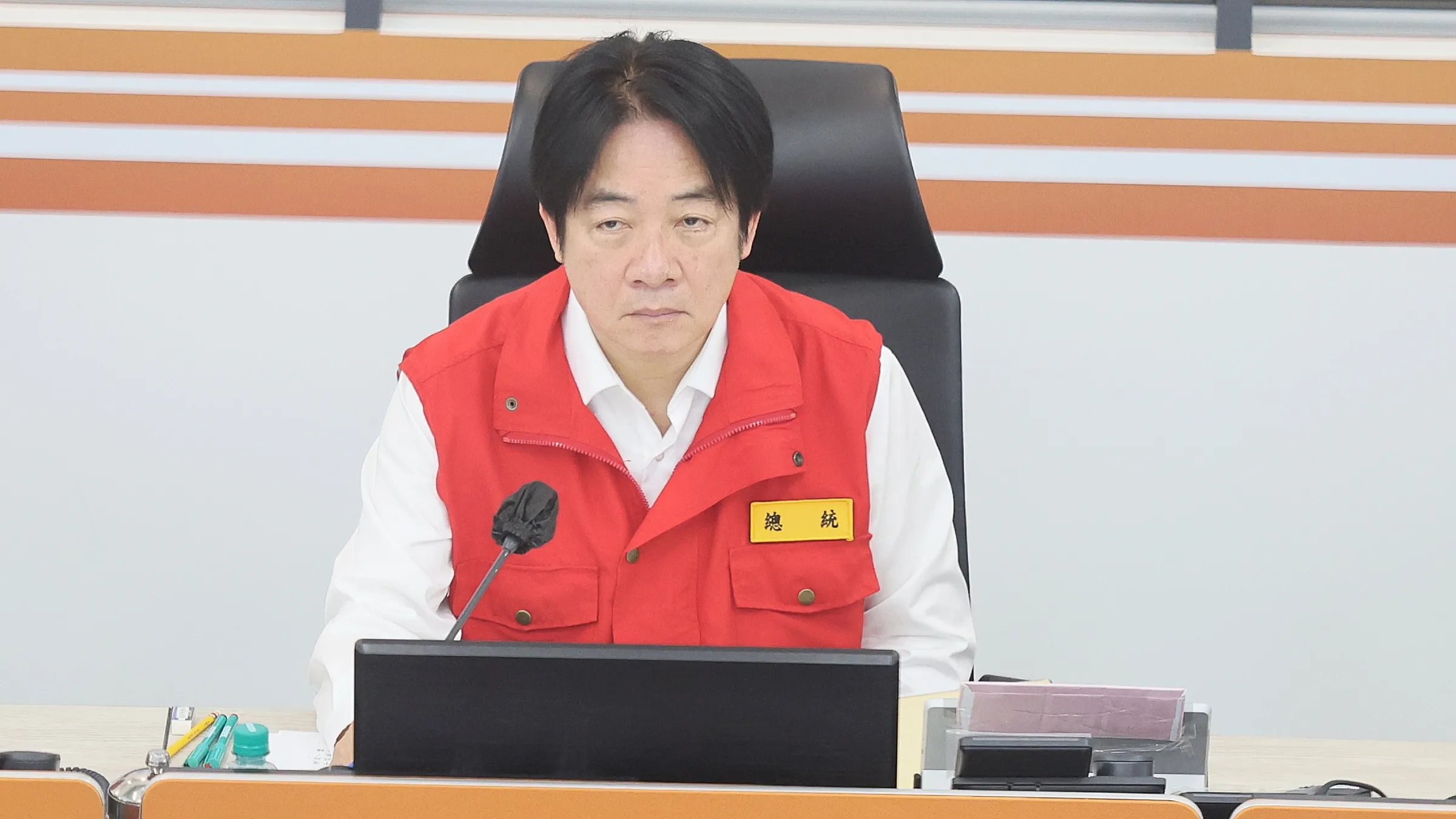20260710-總統賴清德10日視導巴威颱風中央災害應變中心。（柯承惠攝）