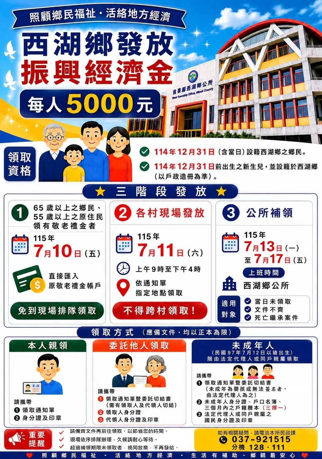 苗栗縣西湖鄉公所普發5000元振興經濟金。（圖／取自苗栗縣西湖鄉公所官網）