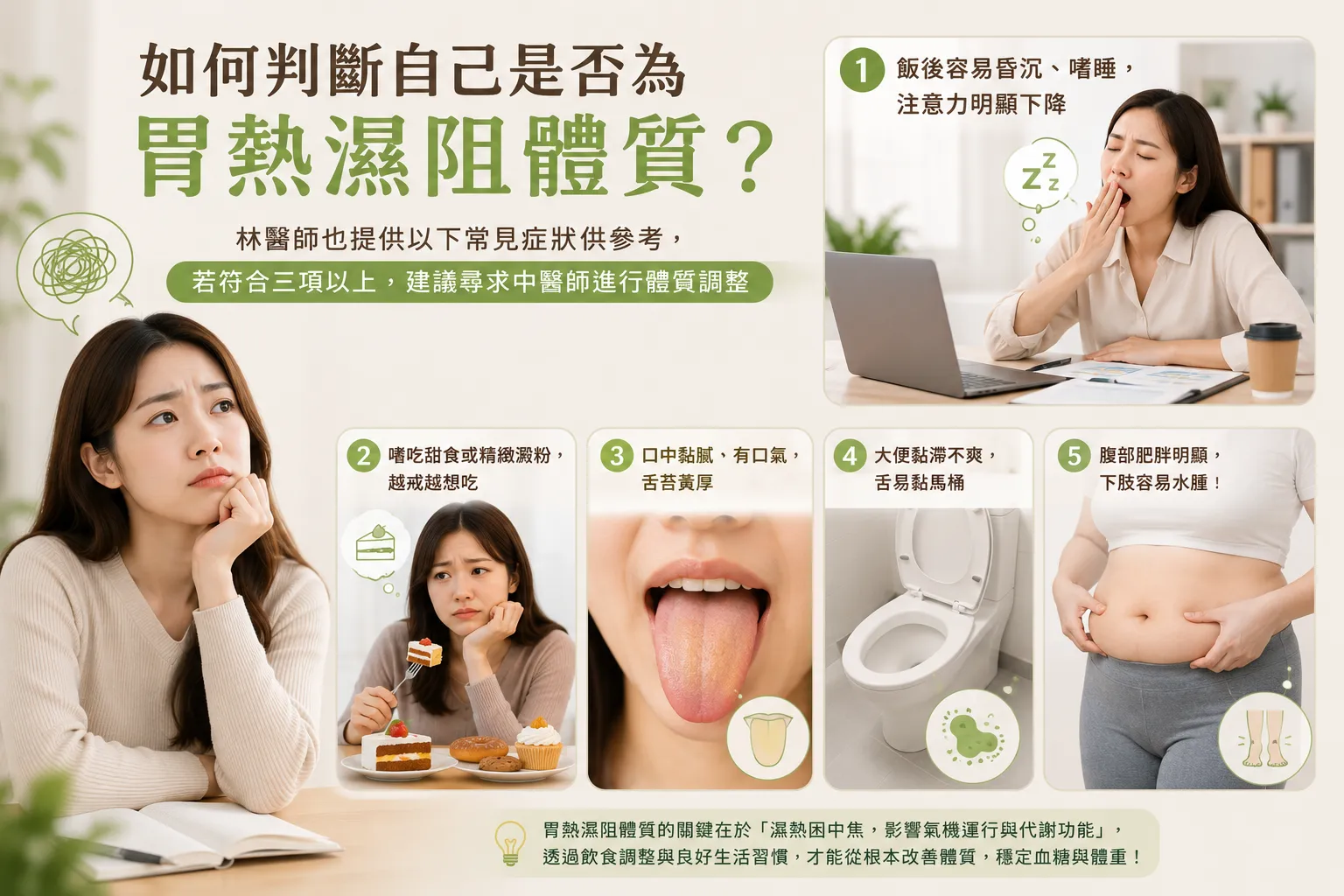 快速檢測自己是否已經有胃熱濕阻的體質吧！