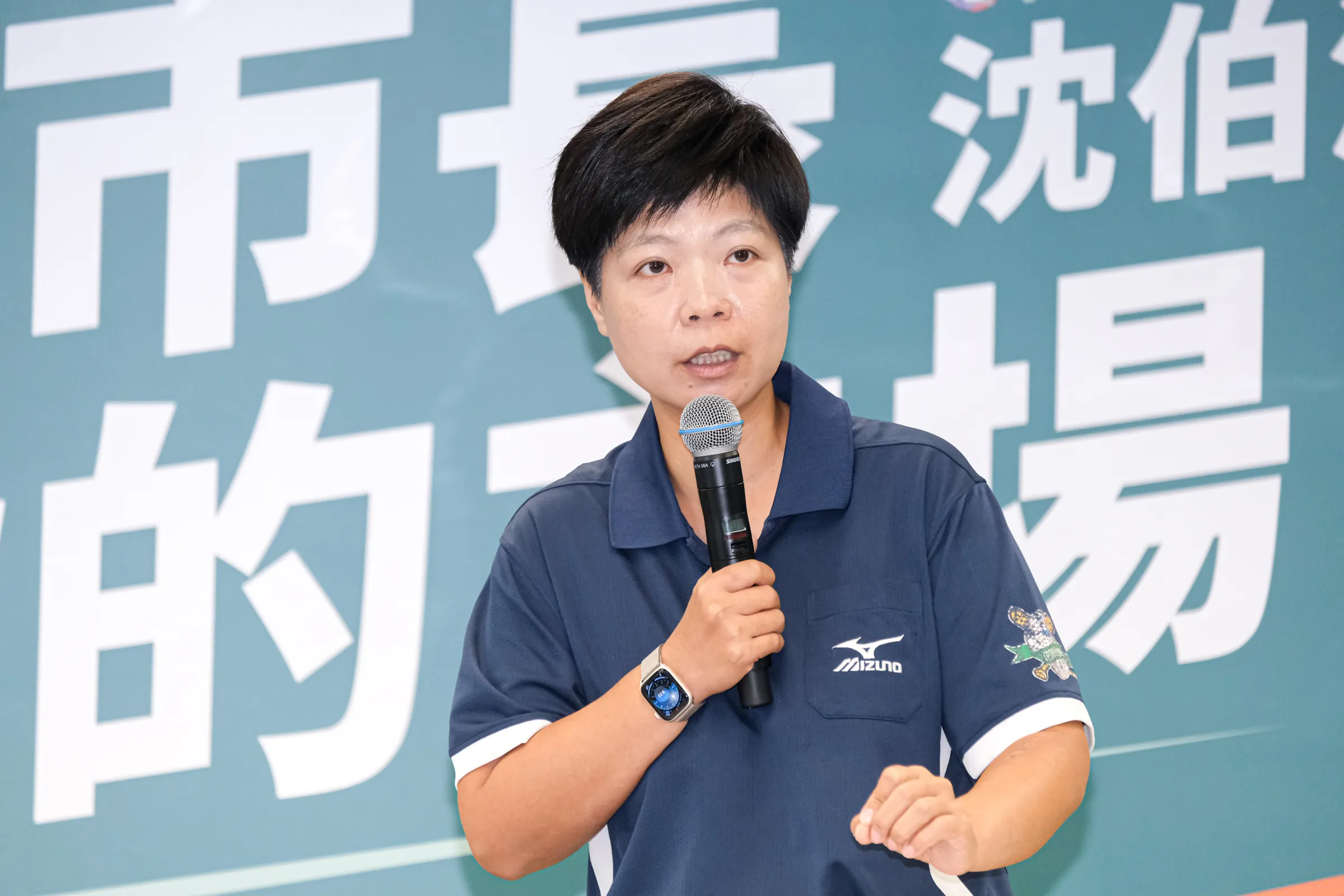 20260716-「你的市長，你的主場」公布運動政策記者會16日於民進黨中央黨部召開，圖為台灣運動好事協會執行長劉柏君。（劉偉宏攝）