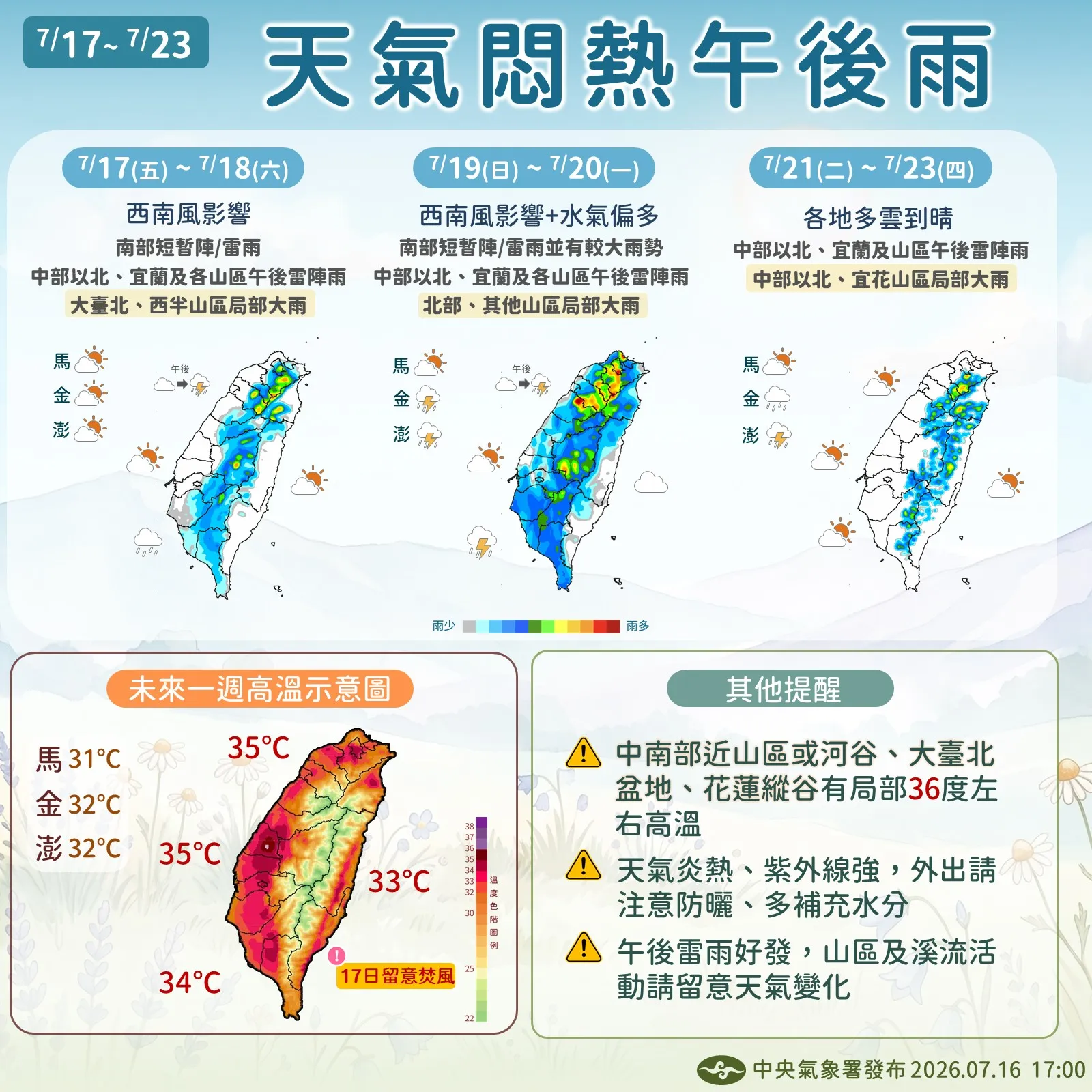 未來天氣預報。（圖／氣象署提供）