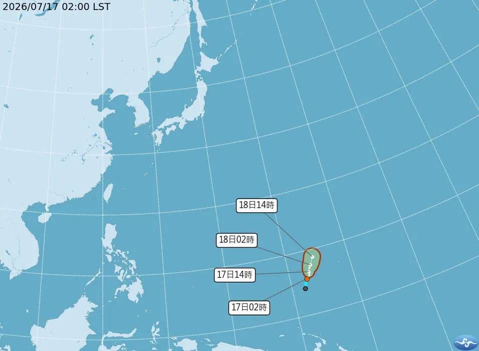 紅霞颱風最新路徑。（圖／翻攝自氣象署官網）