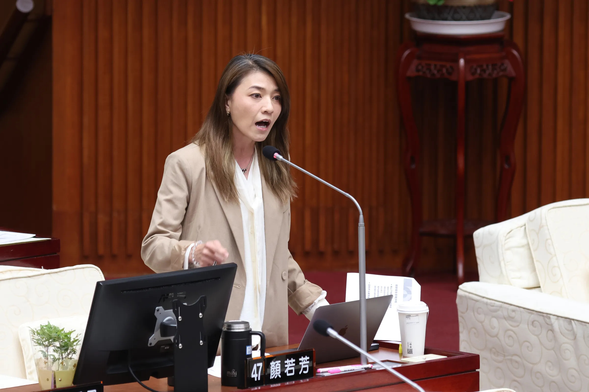 20260717-台北市長蔣萬安赴台北市議會進行施政報告與詢答，議員顏若芳。（陳品佑攝）