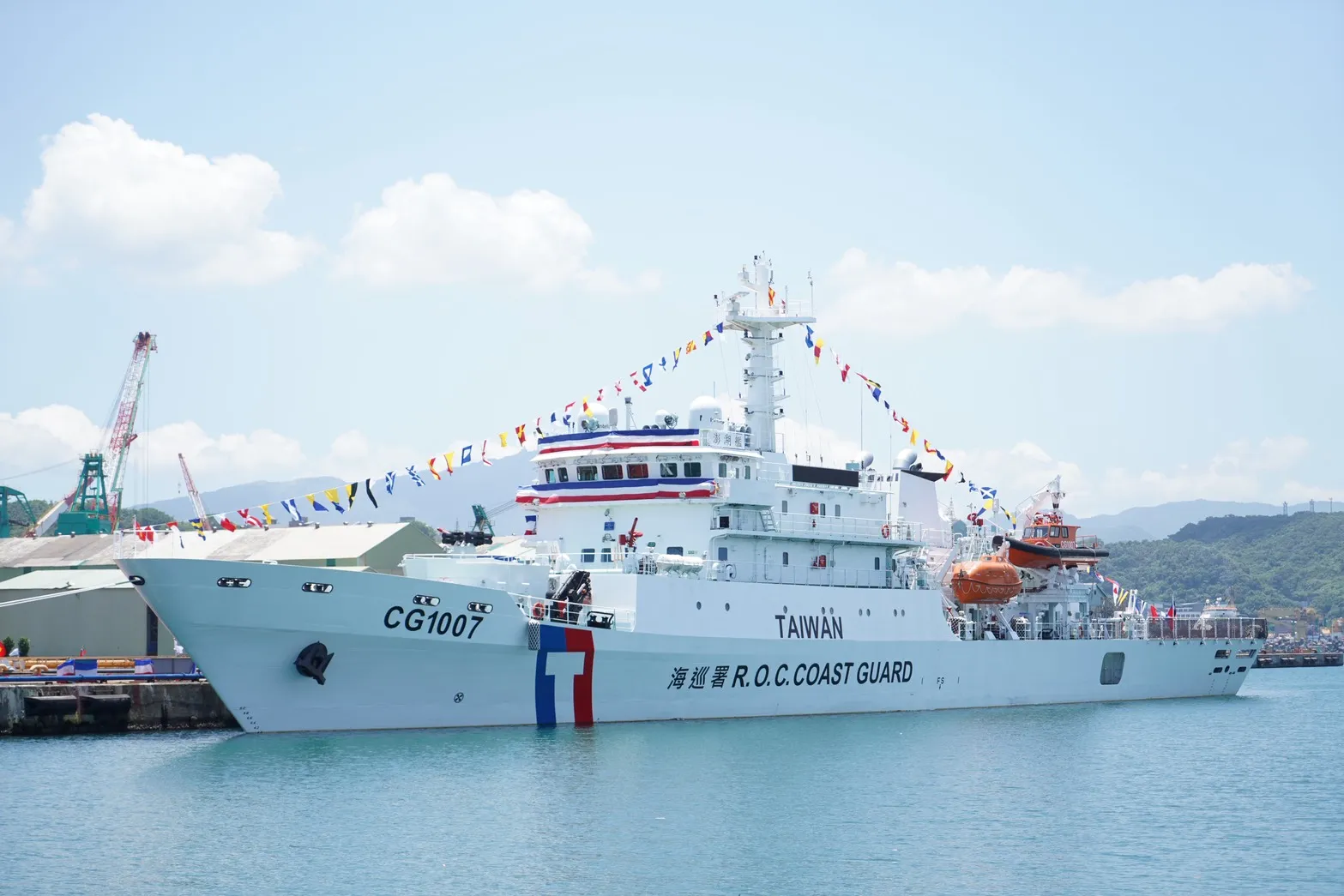 20260721-海巡署於台船基隆廠舉行澎湖艦交船暨第6艘巡航艦命名下水聯合典禮，1000噸級巡防艦澎湖艦。（張曜麟攝）