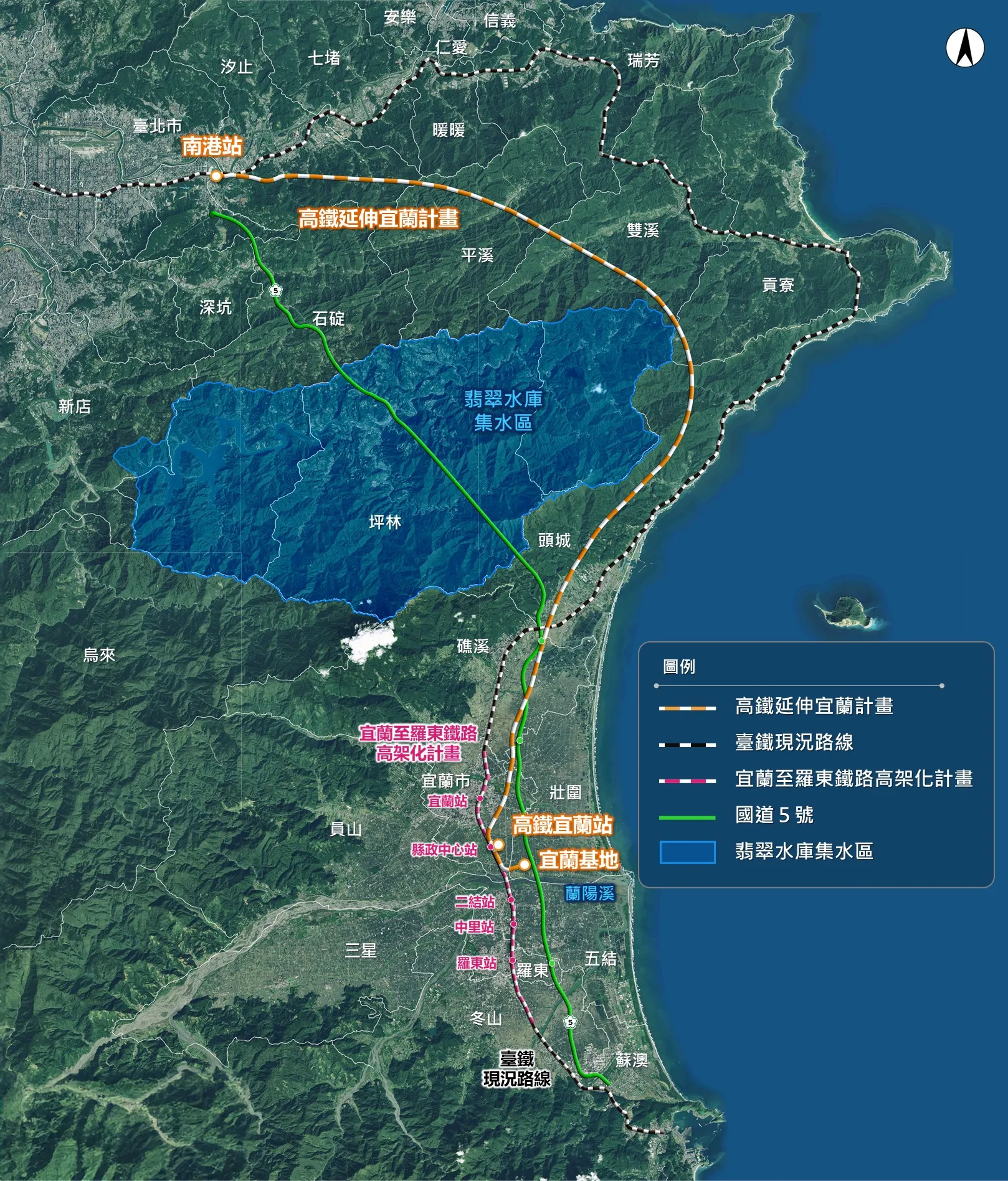高鐵延伸宜蘭計畫計畫路線示意圖。（圖／交通部鐵道局）