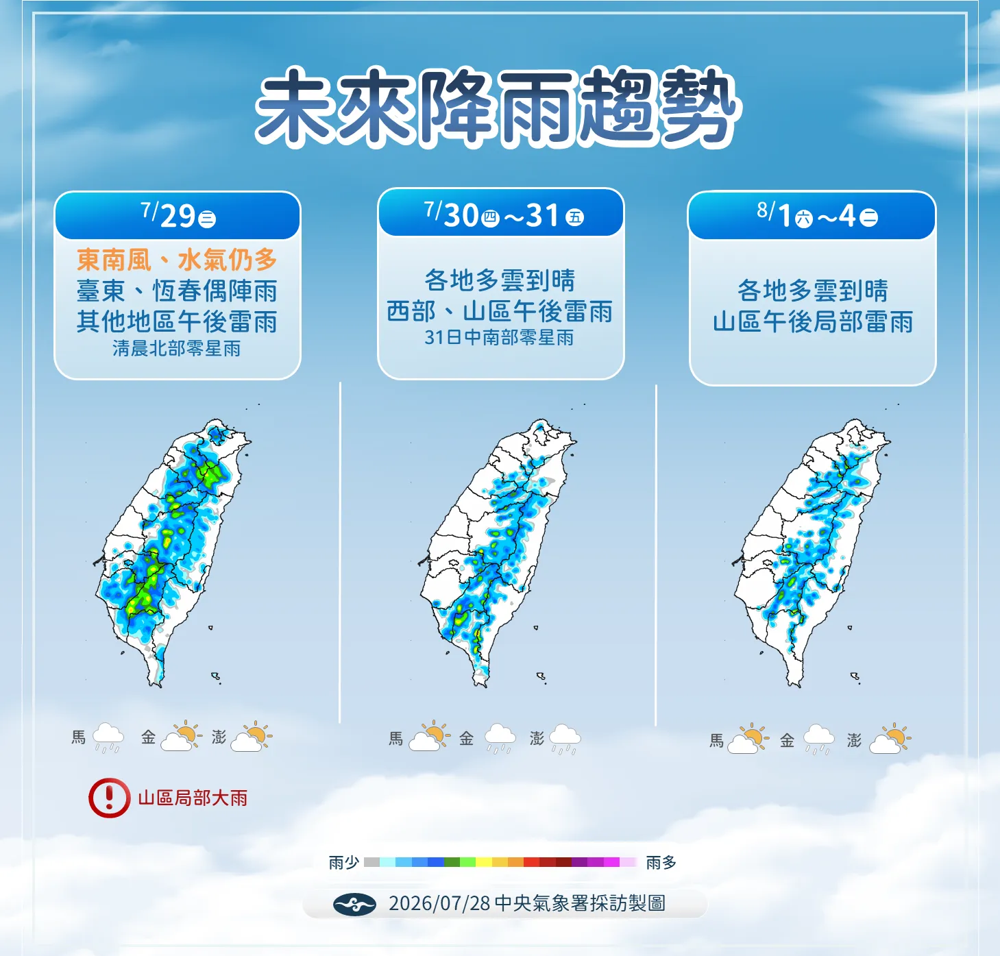 未來一周降雨趨勢。（圖／氣象署提供）