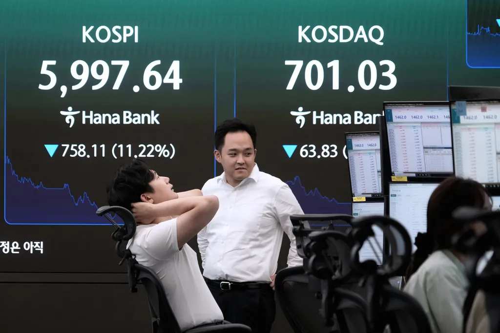 南韓綜合指數（KOSPI）跌破6000點。（美聯社）