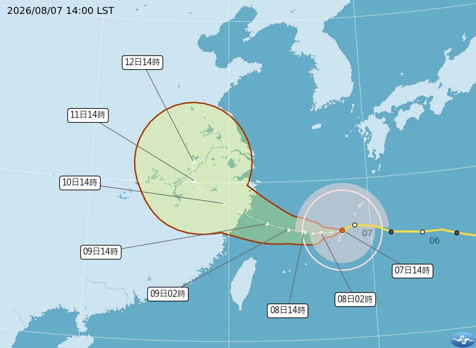 白海豚颱風最新路徑。（圖／取自氣象署官網）