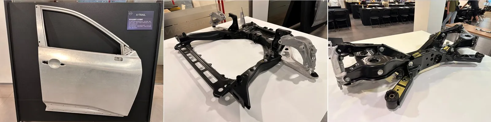X-Trail導入鋼鋁複合車體結構及雷射焊接技術，大幅提升第三代CMF-C平台的車身抗扭轉剛性，也在車門、前後懸吊結構上採用鋁合金材質。