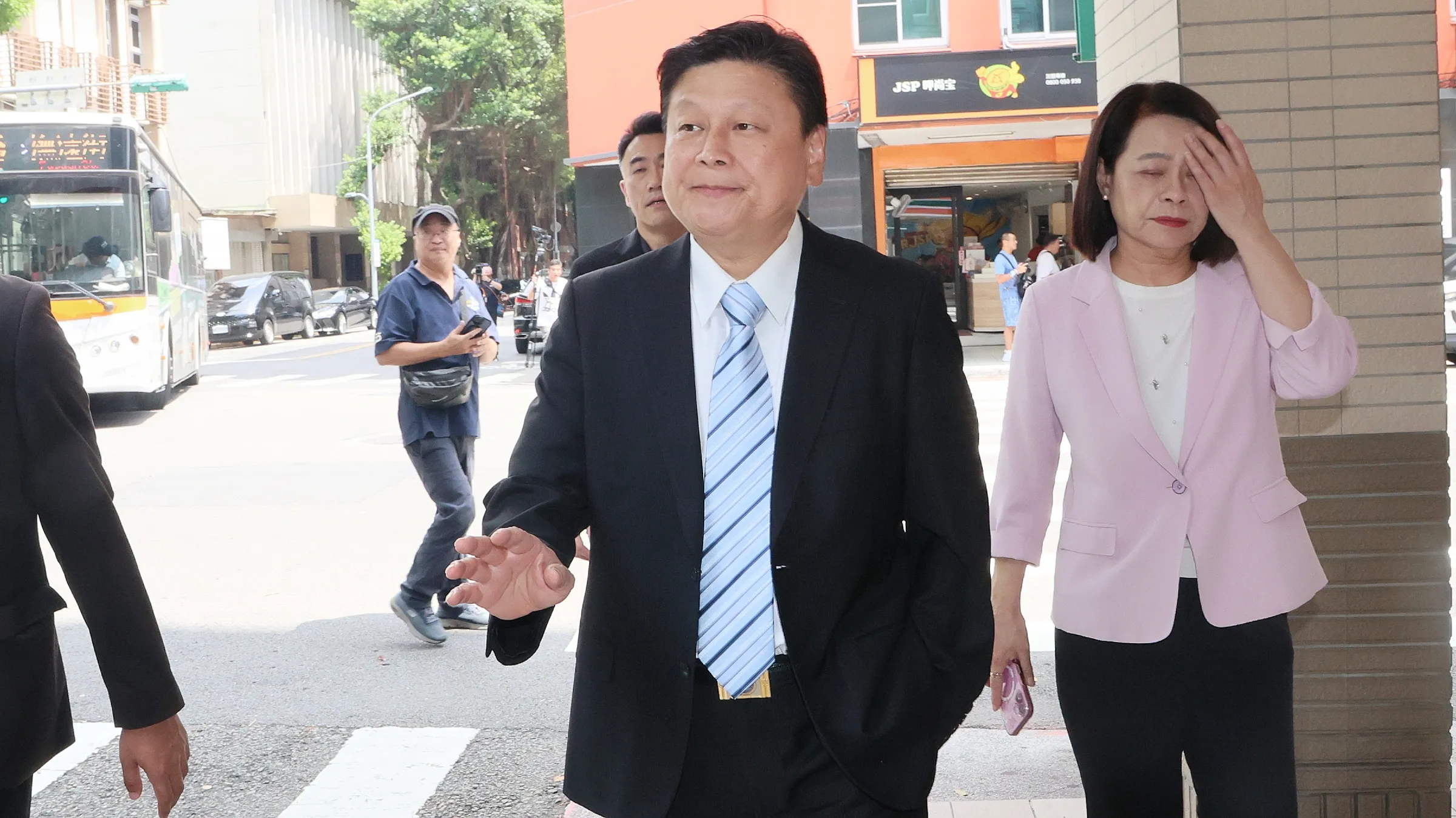 KMT caucus convener Fu Kun-chi speaks to reporters at the Legislative Yuan on August 12, 2026
