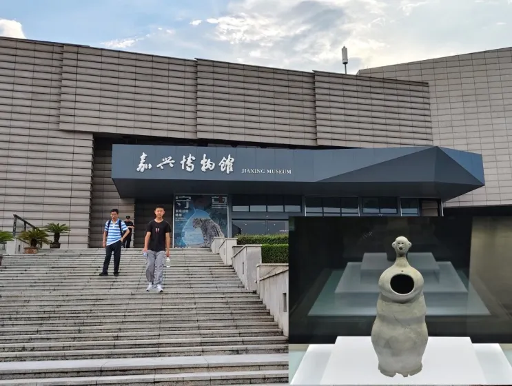 馬家浜文化、崧澤文化、良渚文化一脈相承，嘉興博物館的鎮館之寶之一就是距今約6000年前、崧澤文化時期的女性「人首陶瓶」。(圖/作者攝)