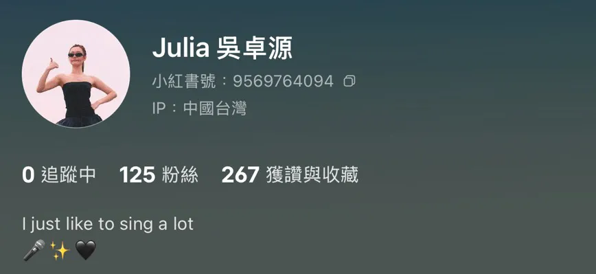 吳卓源小紅書開通近20天僅一百多人追蹤。（圖／翻攝自吳卓源小紅書）