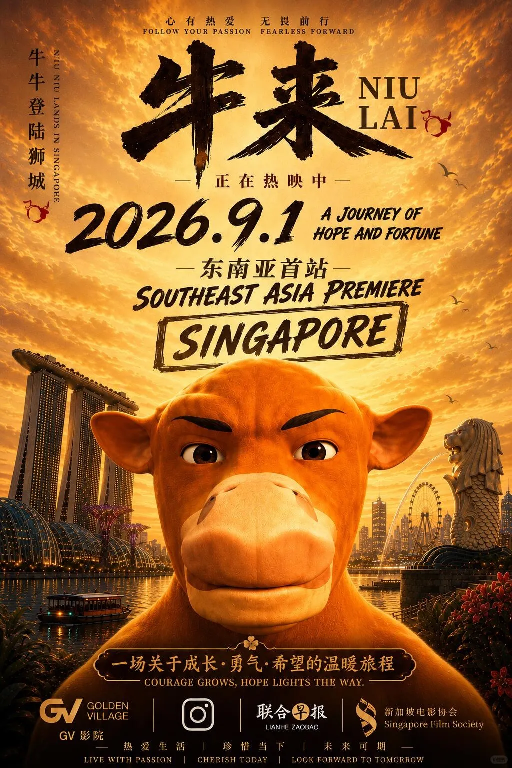 逆風翻身的中國動畫電影《牛來》9/1要前往新加坡等東南亞國家上映。（取自微博）