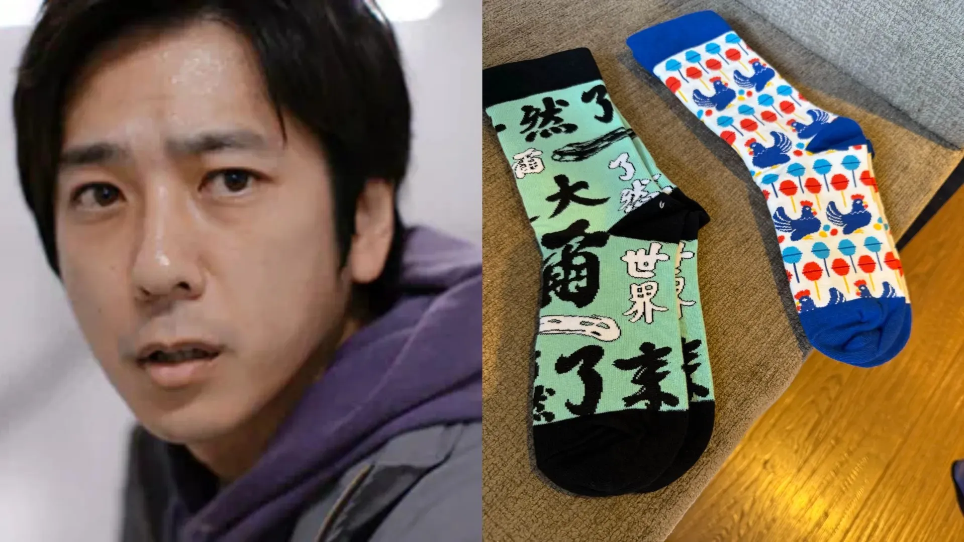 二宮和也主演《8號出口》，右圖為他分享的台灣伴手禮襪子。（圖／翻攝官網／8號出口、X／@nino_honmono）