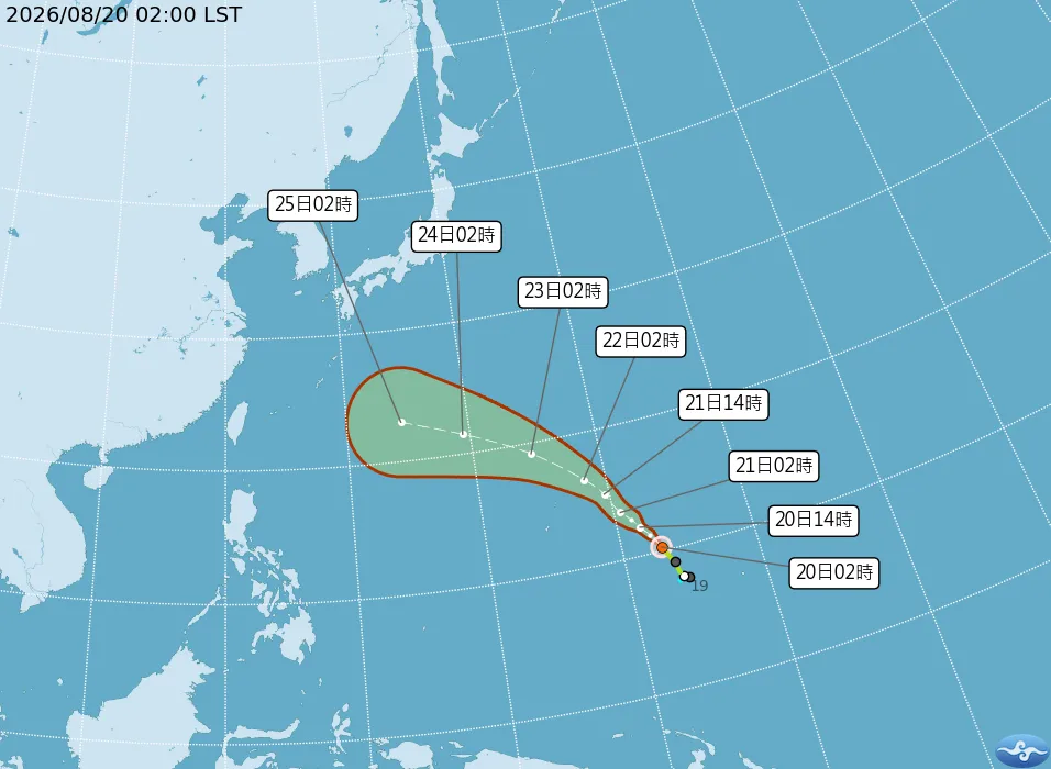 沙德爾颱風最新路徑。（圖／翻攝自氣象署官網）