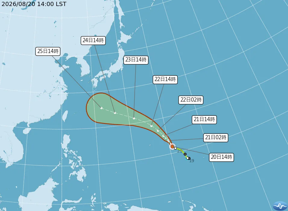 沙德爾颱風最新路徑。（圖／翻攝自氣象署官網）