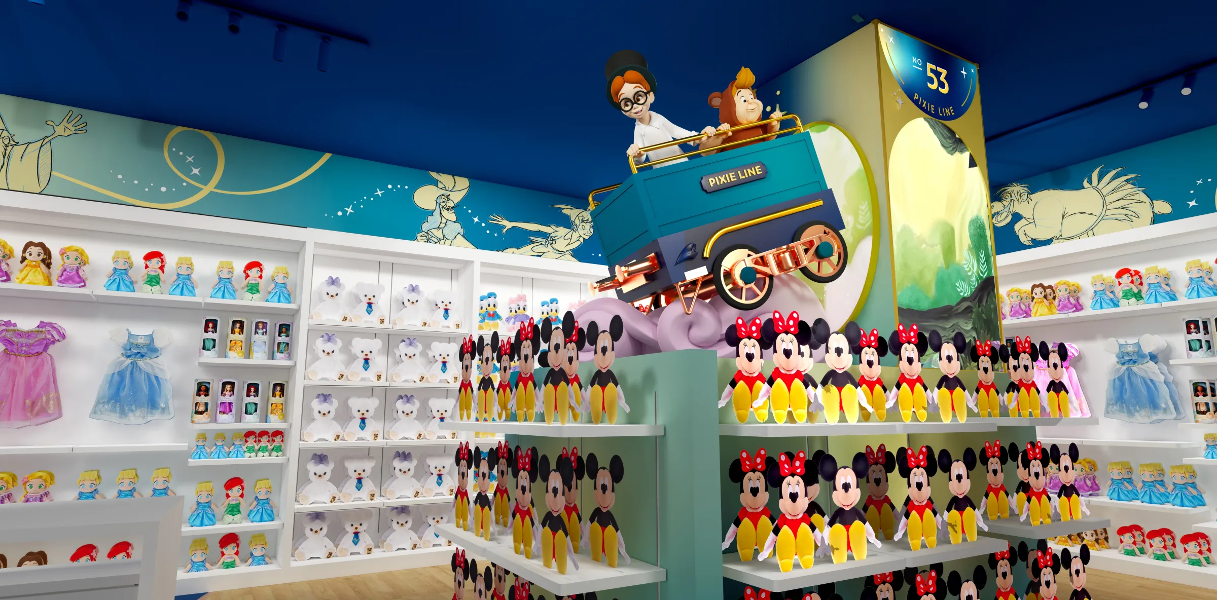 ディズニーストア 心斎橋パルコ店が8月26日にオープンし、日本初となる“魔法の旅”をテーマにした空間と大阪限定グッズを展開する。ディズニーストアPR事務局