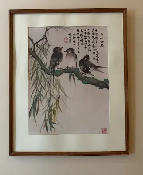 蔣夫人贈送羅斯福夫人的兩幅畫作，如今仍展示在莊園裡面。（作者提供）